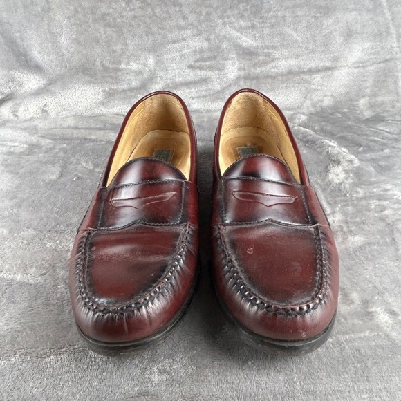GH Bass Mens Penny Loafers Burgundy Leather Shoes Size 10.5 D Made in Brazil main image 4